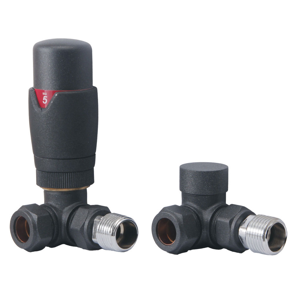 Moods Anthracite Corner Thermostatic Radiator Valves MOOD104997