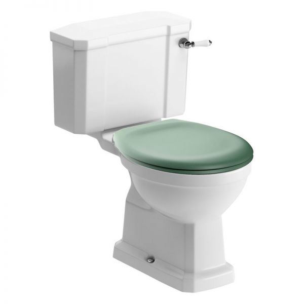 Moods Classico Open Back Close Coupled Toilet with Sage Green Seat