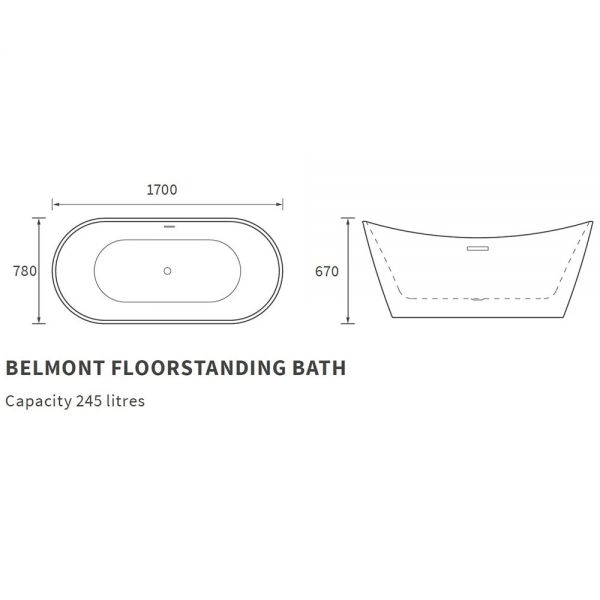 Moods Ealing Matt Blue 1700 x 780 Modern Freestanding Bath #2