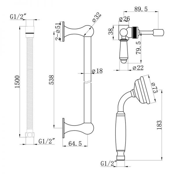 Moods Chrome Traditional Slider Rail Shower Kit #2