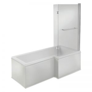 Moods Sulu Supercast L Shaped Shower Bath Pack 1700 x 850mm Right Hand