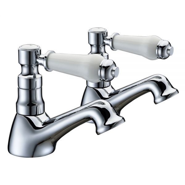 Moods Hempstead Deck Mounted Chrome Bath Pillar Taps MOOD105755
