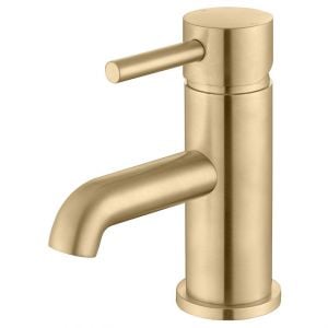 Moods Eustache Deck Mounted Brushed Brass Basin Mixer Tap with Waste