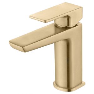 Moods Hingham Deck Mounted Brushed Brass Basin Mixer Tap with Waste