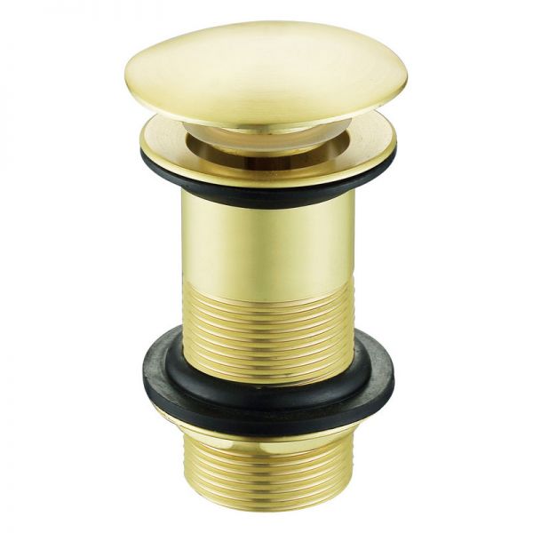 Moods Mushroom Top Brushed Brass Click Clack Unslotted Basin Waste