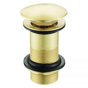 Moods Mushroom Top Brushed Brass Click Clack Unslotted Basin Waste