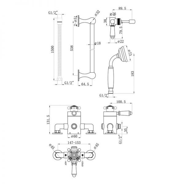 Moods Traditional Exposed Concentric Shower Valve with Riser Kit #2