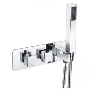 Moods Trikala Chrome Horizontal Two Outlet Thermostatic Shower Valve Kit