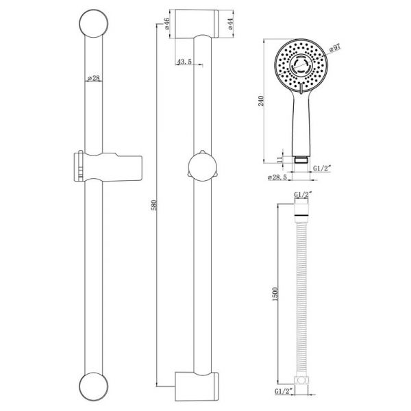 Moods Round Chrome Slider Rail Shower Kit #2