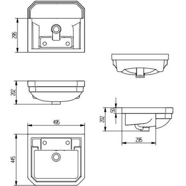 Moods Classico Two Tap Hole 500mm Semi Recessed Basin #3