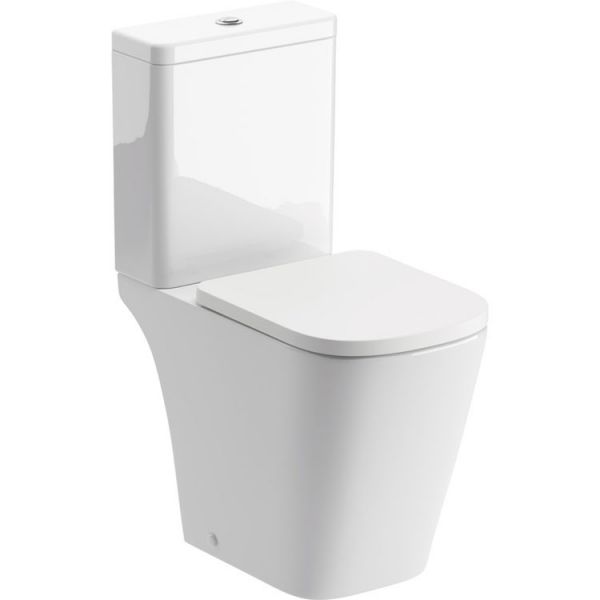 Moods Linden Rimless Close Coupled Part Shrouded Short Projection WC Inc Soft Close Toilet Seat