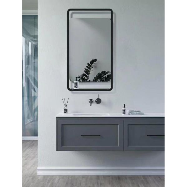 Moods Nagoya 900 x 500 Black Rectangular Bathroom Mirror with Shelf #3