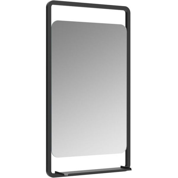 Moods Nagoya 900 x 500 Black Rectangular Bathroom Mirror with Shelf