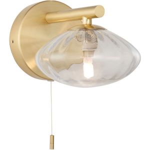 Moods Status Brushed Brass Wall Light with Clear Ribbed Glass