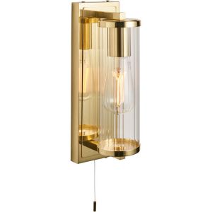 Moods Frontiere Brushed Brass Wall Light with Ribbed Glass Diffuser