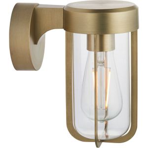 Moods Greve Brushed Brass Wall Light with Clear Glass Shade