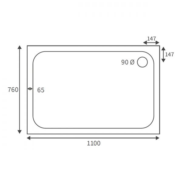 Moods Deluxe 45mm Low Profile Rectangular Shower Tray 1100 x 760mm #3