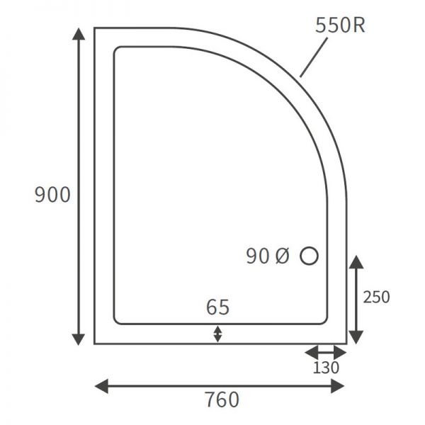 Moods Deluxe 45mm Low Profile Offset Quadrant Right Hand Shower Tray 900 x 760mm #3