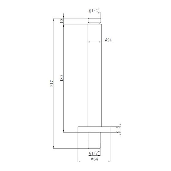 Moods Matt Black Round Ceiling Shower Arm 180mm #3