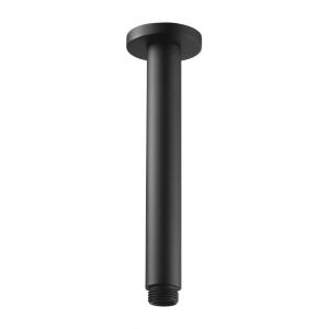 Moods Matt Black Round Ceiling Shower Arm 180mm