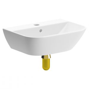 Moods Gya One Tap Hole Cloakroom Basin and Brushed Brass Bottle Trap 450 x 320mm