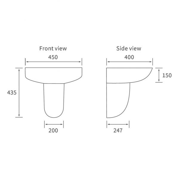 Moods Veneto One Tap Hole Cloakroom Basin and Black Bottle Trap 450 x 400mm #2