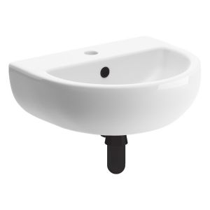 Moods Veneto One Tap Hole Cloakroom Basin and Black Bottle Trap 450 x 400mm