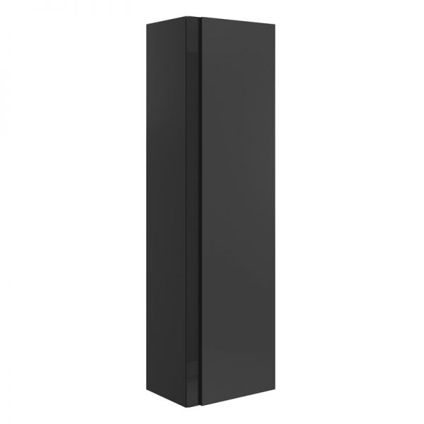 Moods Clash Matt Black Tall 1 Door Wall Hung Bathroom Storage Unit