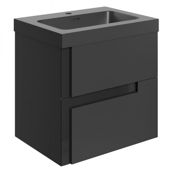 Moods Clash 600mm Matt Black Wall Hung Vanity Unit with Coordinating Basin