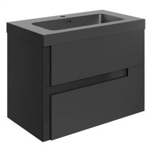 Moods Clash 800mm Matt Black Wall Hung Vanity Unit with Coordinating Basin