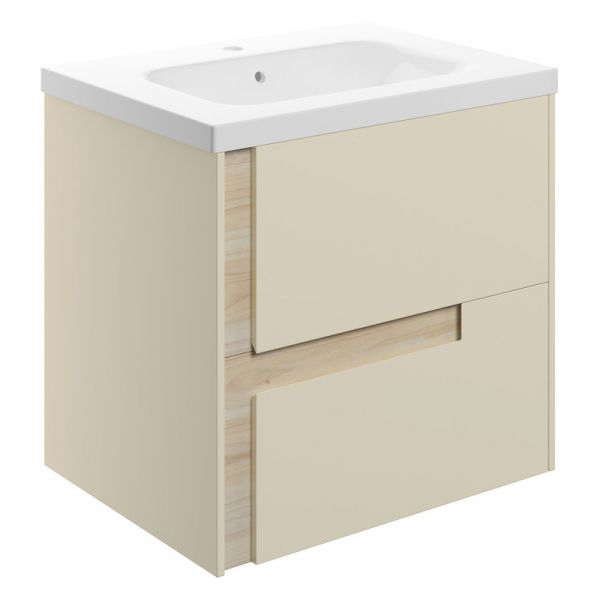 Moods Clash 600mm Matt Cotton Wall Hung Vanity Unit with White Basin