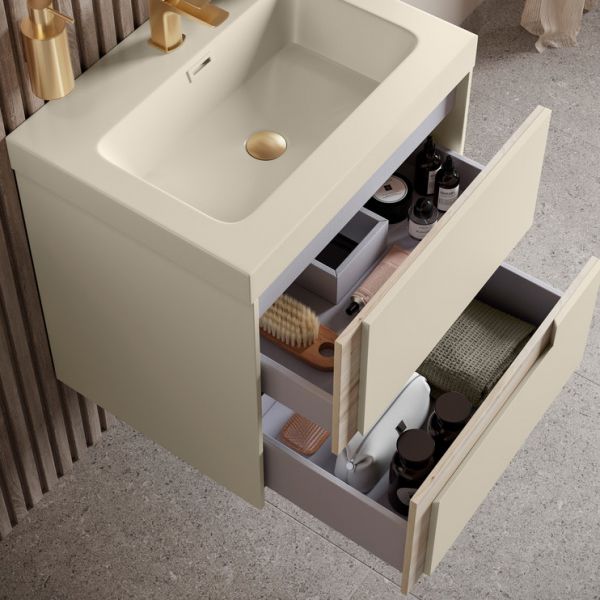Moods Clash 800mm Matt Cotton Wall Hung Vanity Unit with Coordinating Basin #2