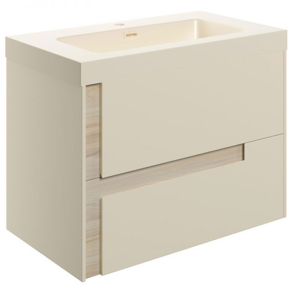 Moods Clash 800mm Matt Cotton Wall Hung Vanity Unit with Coordinating Basin