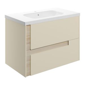 Moods Clash 800mm Matt Cotton Wall Hung Vanity Unit with White Basin