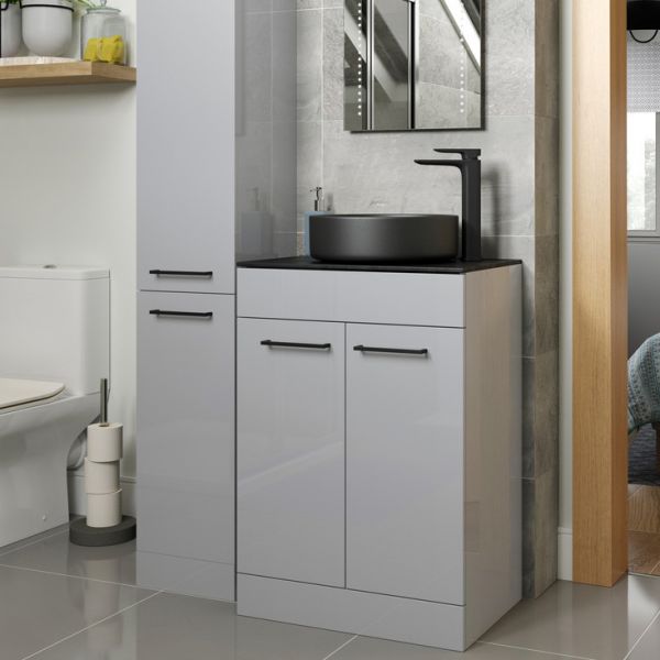 Moods Tempus 1200 Grey Gloss 4 Door Floor Standing Basin Unit #2