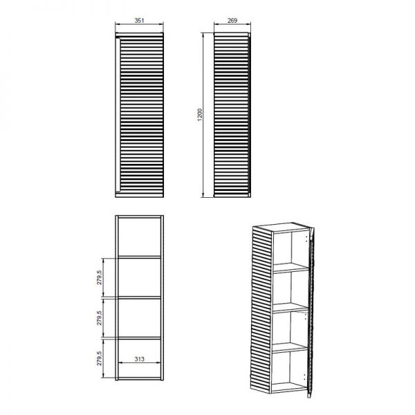 Moods Balance Matt Willow Green Tall 1 Door Wall Hung Bathroom Storage Unit #3