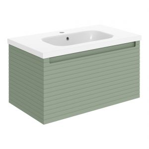 Moods Balance 800mm Matt Willow Green Wall Hung Vanity Unit and Basin