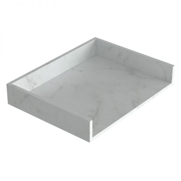 Moods Nature 600mm White Marble Wall Hung Basin Shelf With Brushed Brass Bottle Trap #3