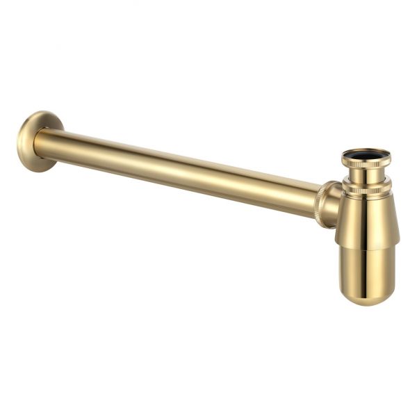 Moods Brushed Brass Round Bottle Trap For Basins
