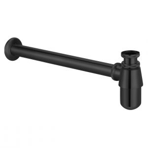 Moods Matt Black Round Bottle Trap For Basins