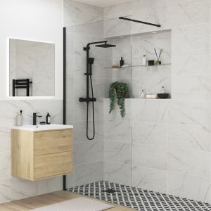 Moods Splash Black 8mm Wet Room Panel 900 Wide