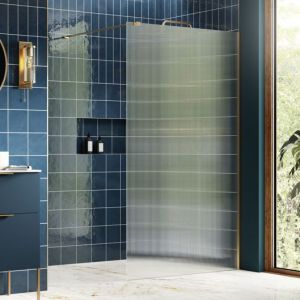 Moods Splash Brushed Brass 8mm Fluted Wet Room Panel 1000 Wide