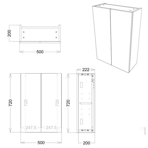 Moods Wembury Gloss White 500mm Mirrored Wall Cabinet #2