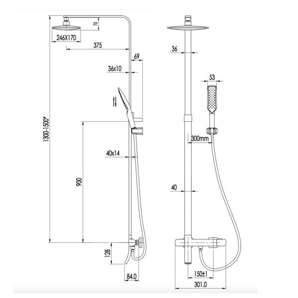 JTP Chrome Thermostatic Exposed Bar Shower Valve Kit with Bath Spout #2