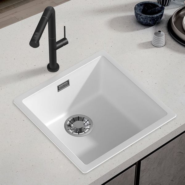 Reginox Multa White 1 Bowl Granite Kitchen Sink 456 x 456mm #2