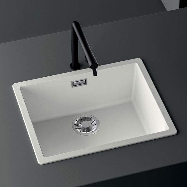 Reginox Multa White 1 Bowl Granite Kitchen Sink 556 x 456mm #2