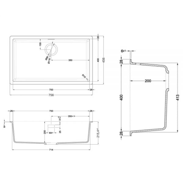 Reginox Multa White 1 Bowl Granite Kitchen Sink 756 x 456mm #2