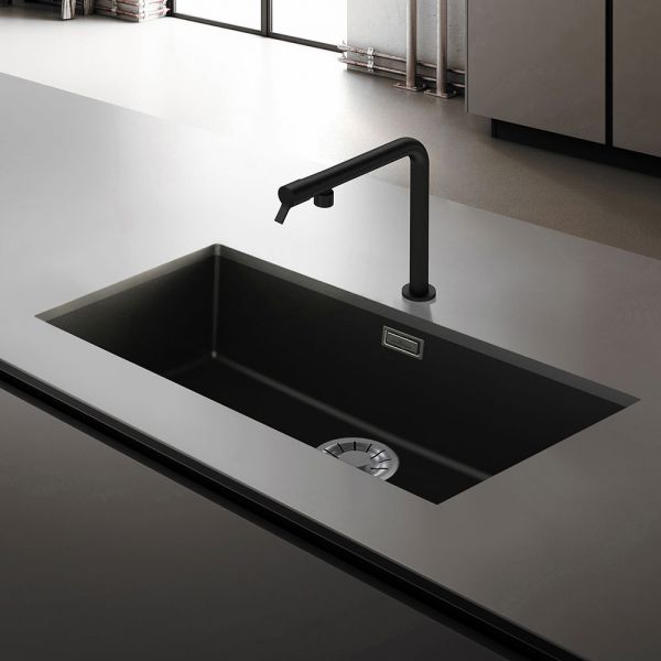 Reginox Multa Black 1 Bowl Granite Kitchen Sink 756 x 456mm #2
