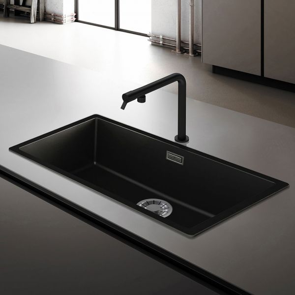 Reginox Multa Black 1 Bowl Granite Kitchen Sink 756 x 456mm #4
