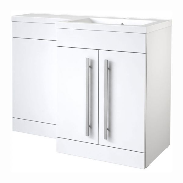 Kartell Matrix 1100 White 2 Door L Shaped Right Hand Vanity Unit and Basin Pack